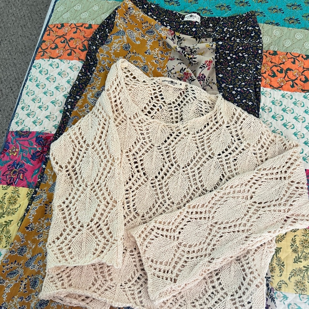Natural life long flowy skirt(S) and natural life crochet top(M). Worn once
